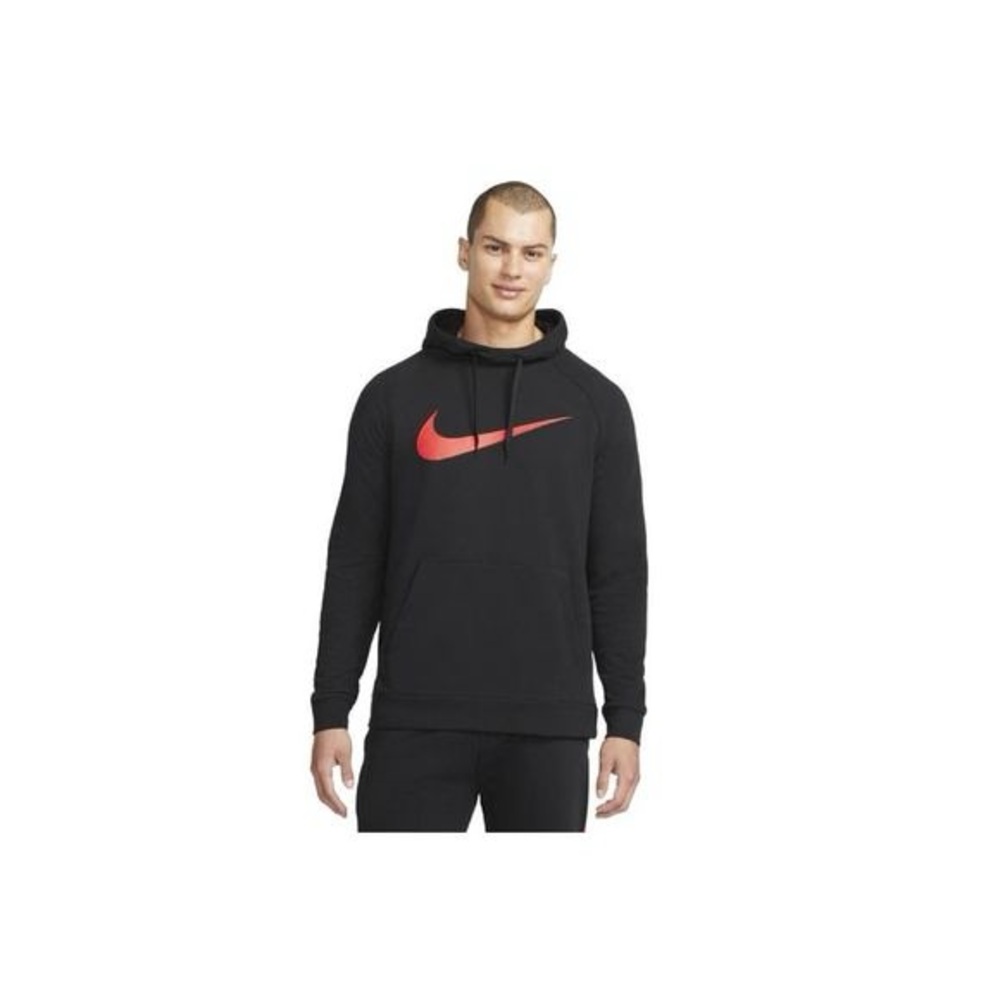 Nike Men's Black Hoodie with Red Swoosh